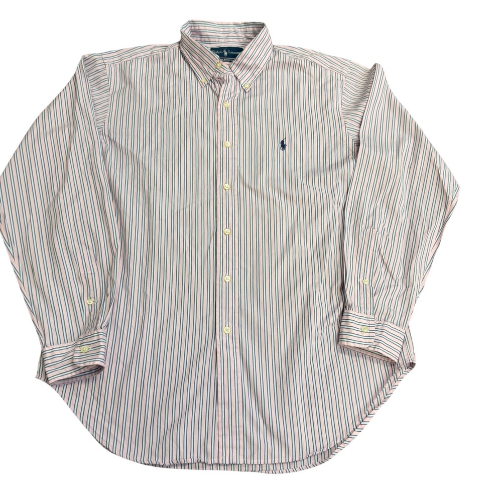 Polo‎ Ralph Lauren Vertical Striped Button Down Shirt Pink Blue Pastel 16.5 XL